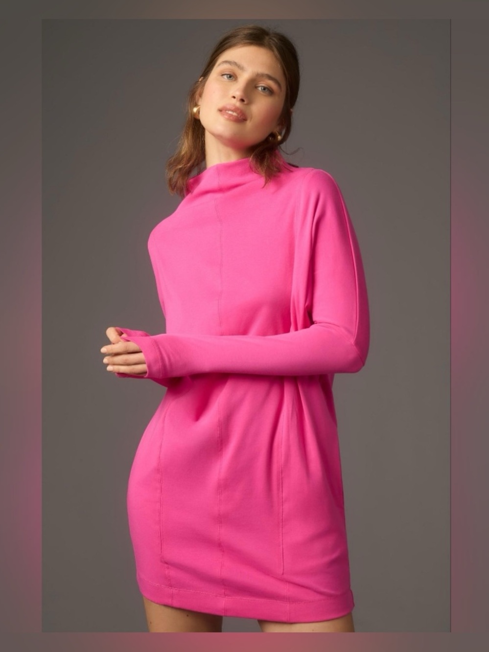 Anthropologie Daily Practice Mock Neck Knit Mini Dress NWT Petite M